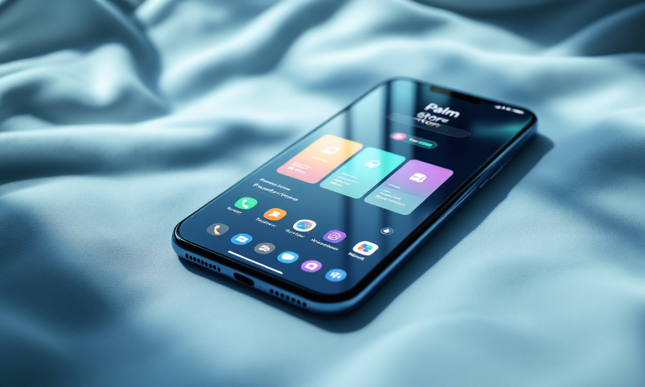 Смартфон с интерфейсом магазина приложений Palm Store.